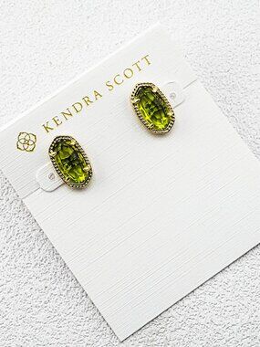 Kendra Scott Yellow-Green Crystal Stud Earrings